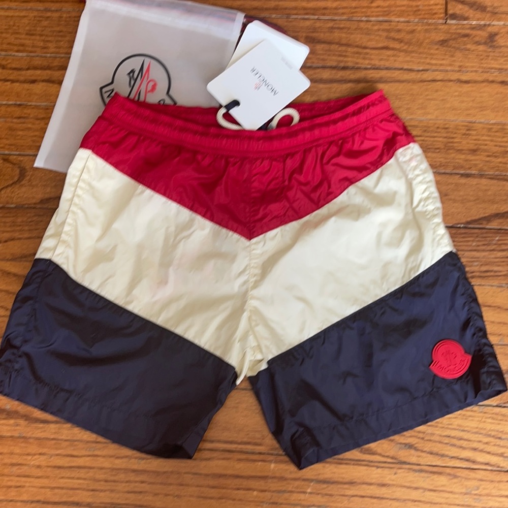 Boys’ Moncler colorblock swim trunks size 10